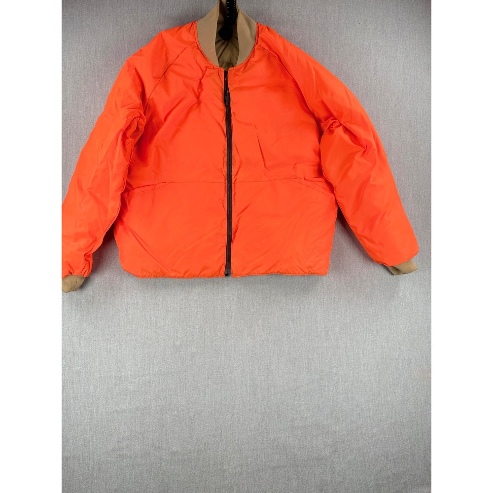 Vintage LL Bean Down Bomber Jacket Blaze Orange Hunting Mens XL C-712 Regular